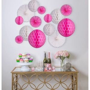 Pink and White Party Decorations Set